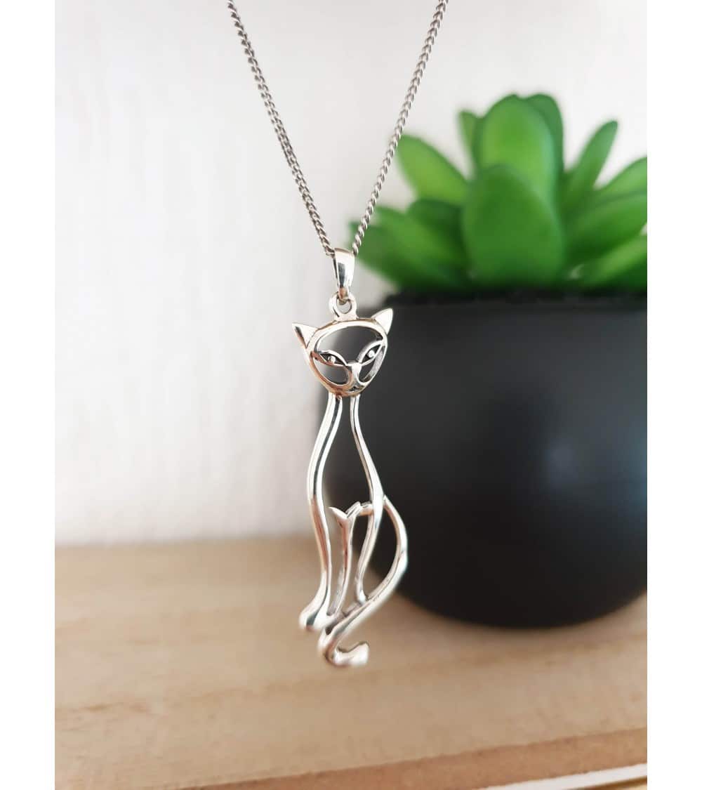 Collier Pour Femme MENDEL - Pendentif Chat Mignon En Argent Sterling 925 - Longueur 18 Pouces