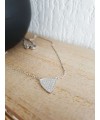 Collier "triangle" en argent 925/1000 rhodié avec oxydes de zirconium, en longueur 45 cm réglable à 42 et 40 cm