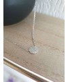 Collier en argent 925/1000 rhodié avec pastille sertie d'oxydes de zirconium, en longueur 42 cm  ajustable à 48 cm